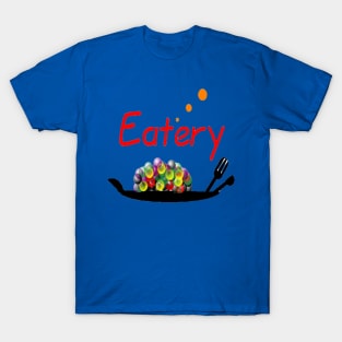 New Eatery Logo 2 on Blue T-Shirt